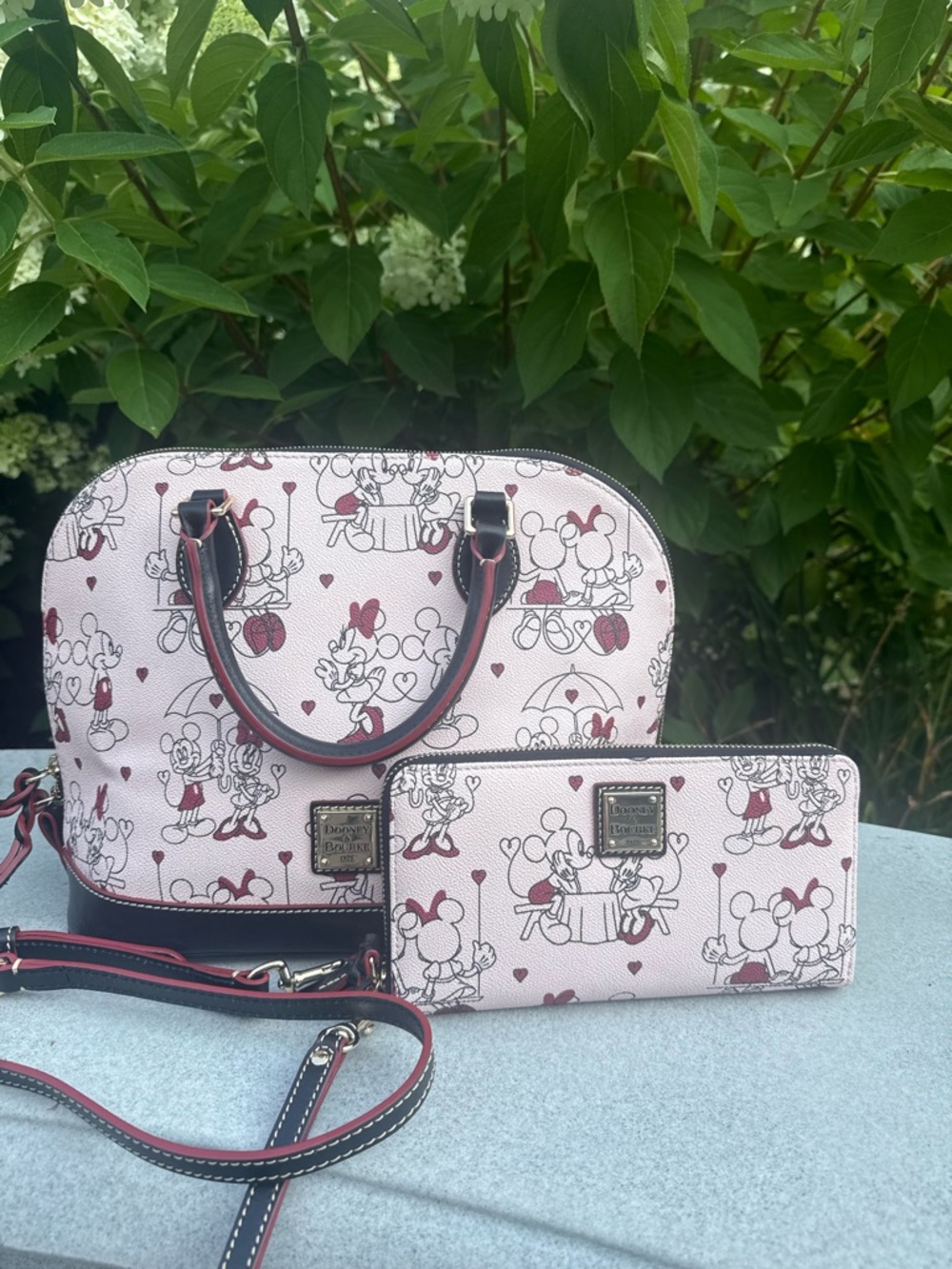 Dooney & Bourke Disney Mickey & Minnie Valentine Zip Zip Satchel and Wallet